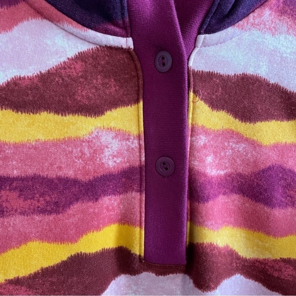 Lands End Long Sleeve Serious Sweats Button Hoodie Blackberry Mountain Ombré 2X - Picture 10 of 15